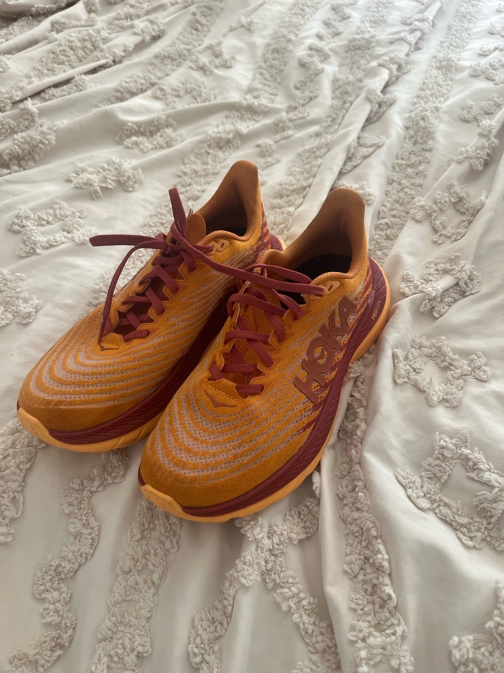 Hoka Women's Running Sneakers in Orange and Burgundy